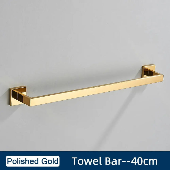 Brushed Gold Bathroom Accessories Set Towel Bar Holder Hook - bathroom, showers, thermostaticBathroomLux