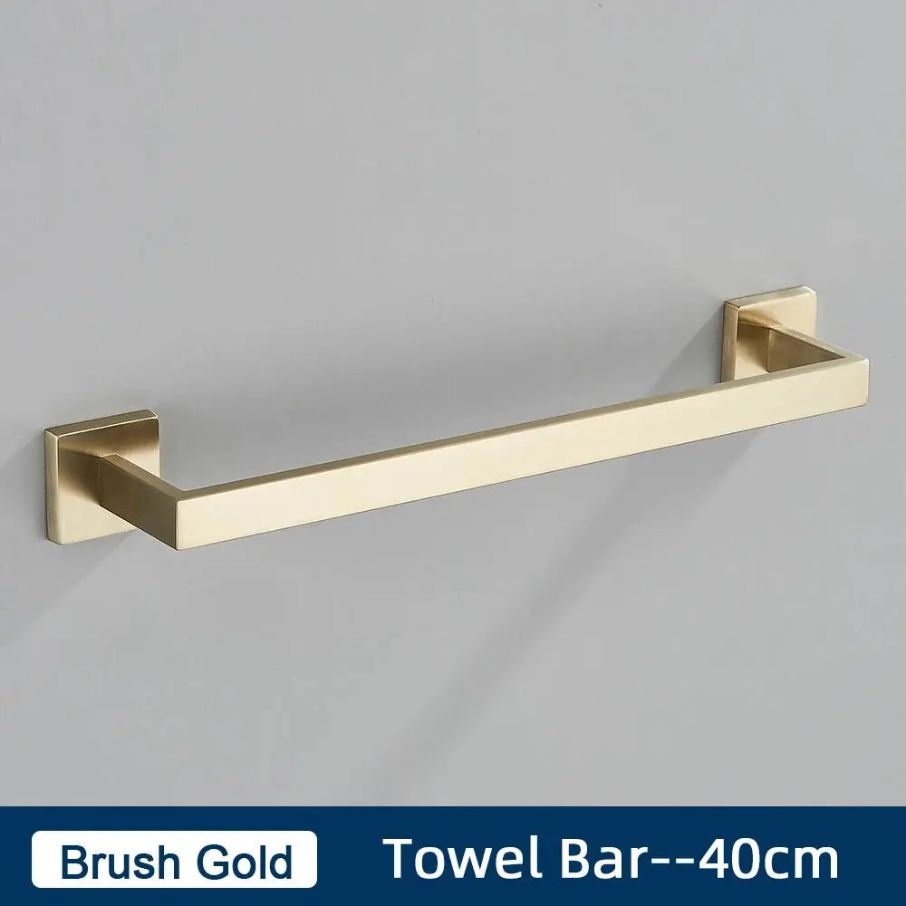 Brushed Gold Bathroom Accessories Set Towel Bar Holder Hook - bathroom, showers, thermostaticBathroomLux