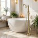 Brushed Gold Brass Freestanding Bath Mixer Tap With Hand Shower - freestanding bath mixer tapBathroomLux