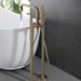 Brushed Gold Freestanding Bath Tap with Hand Shower Floor - Standing Mixer Tap - Brushed Gold Freestanding Bath TapBathroomLux