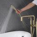 Brushed Gold Freestanding Bath Tap with Hand Shower Floor - Standing Mixer Tap - Brushed Gold Freestanding Bath TapBathroomLux
