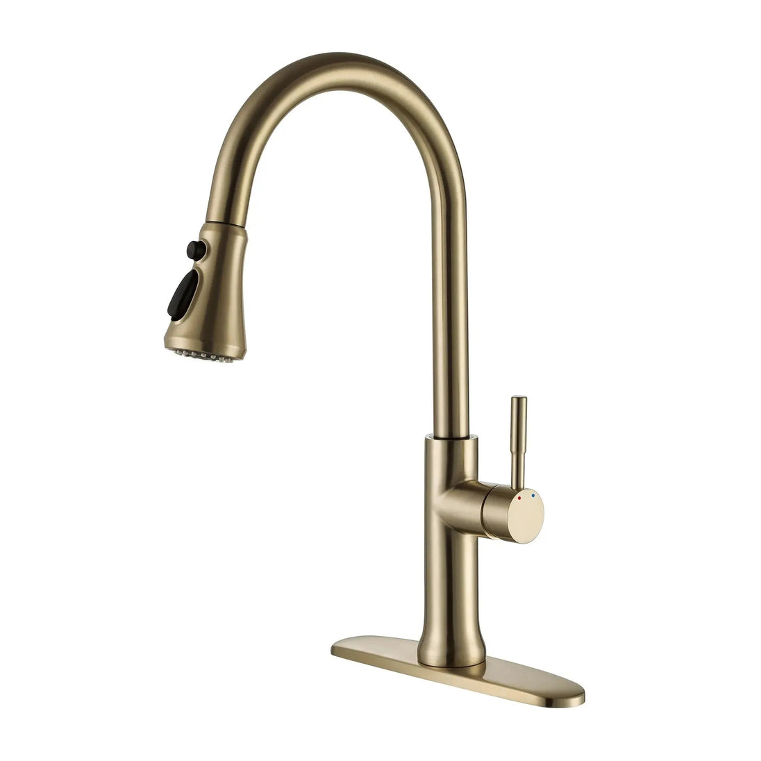 Brushed Gold Kitchen Faucet Pull - Out Single Handle Tap - brushed gold kitchen faucet.BathroomLux