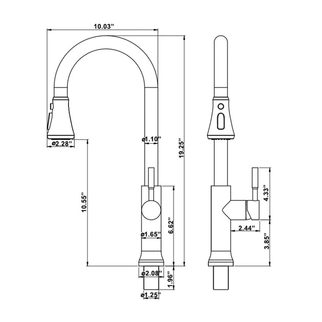 Brushed Gold Kitchen Faucet Pull - Out Single Handle Tap - brushed gold kitchen faucet.BathroomLux