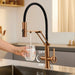 Brushed Gold Pull Down Kitchen Filter Faucet – Solid Brass Mixer Tap - kitchenBathroomLux