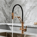 Brushed Gold Pull Down Kitchen Filter Faucet – Solid Brass Mixer Tap - kitchenBathroomLux