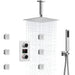 Brushed Gold Rainfall Shower Head With Handheld and Body Jets Thermostatic - 3 - Function Exposed Shower SystemBathroomLux
