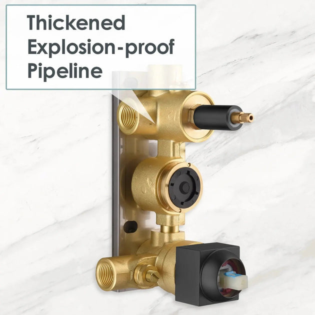 Brushed Gold Rainfall Shower Head With Handheld and Body Jets Thermostatic - 3 - Function Exposed Shower SystemBathroomLux