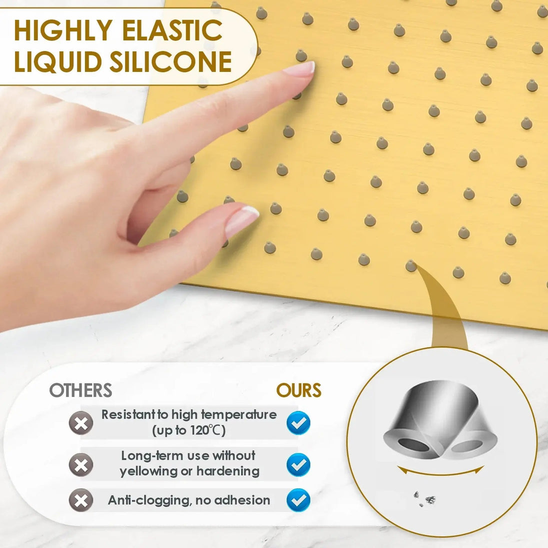 Brushed Gold Rainfall Shower Head With Handheld and Body Jets Thermostatic - 3 - Function Exposed Shower SystemBathroomLux