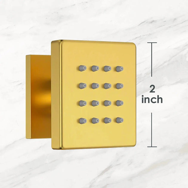 Brushed Gold Rainfall Shower Head With Handheld and Body Jets Thermostatic - 3 - Function Exposed Shower SystemBathroomLux