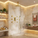 Brushed Gold Rainfall Shower Head With Handheld and Body Jets Thermostatic - 3 - Function Exposed Shower SystemBathroomLux