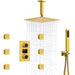Brushed Gold Rainfall Shower Head With Handheld and Body Jets Thermostatic - 3 - Function Exposed Shower SystemBathroomLux