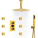 Brushed Gold Rainfall Shower Head With Handheld and Body Jets Thermostatic - 3 - Function Exposed Shower SystemBathroomLux