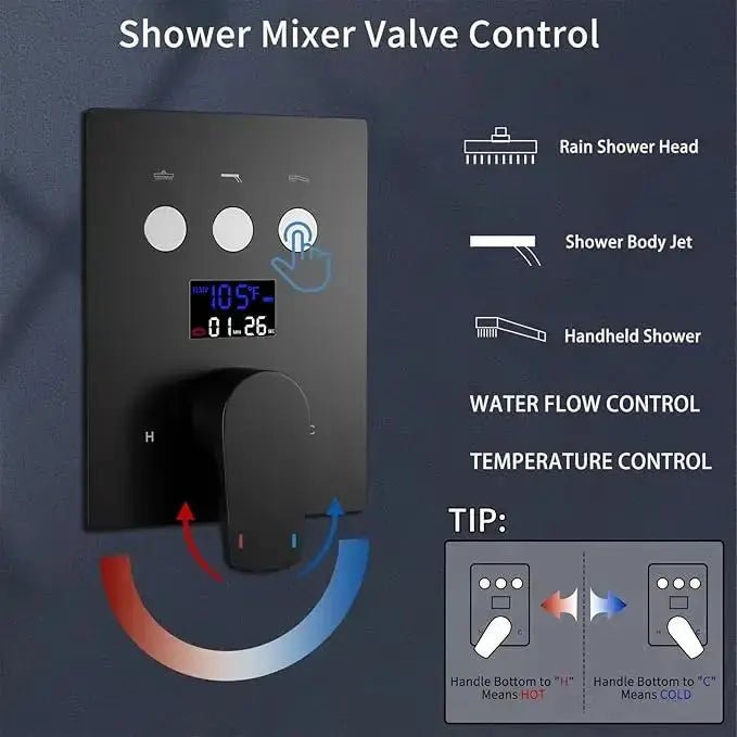 Brushed Nickel Wall Mounted Shower Faucet Set with Rain Shower Head - Rain Shower HeadBathroomLux