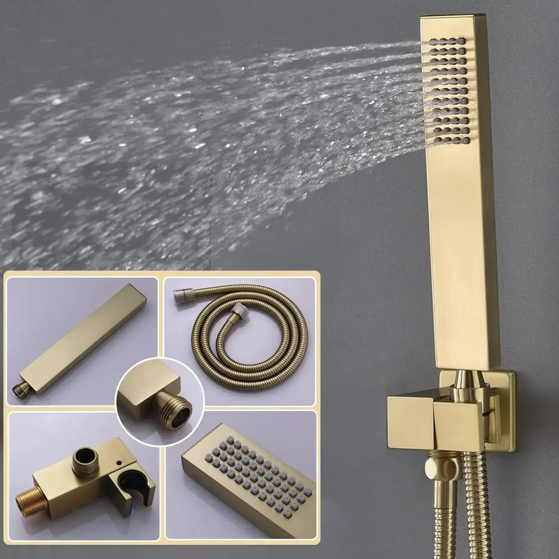 Brushed Nickel Wall Mounted Shower Faucet Set with Rain Shower Head - Rain Shower HeadBathroomLux