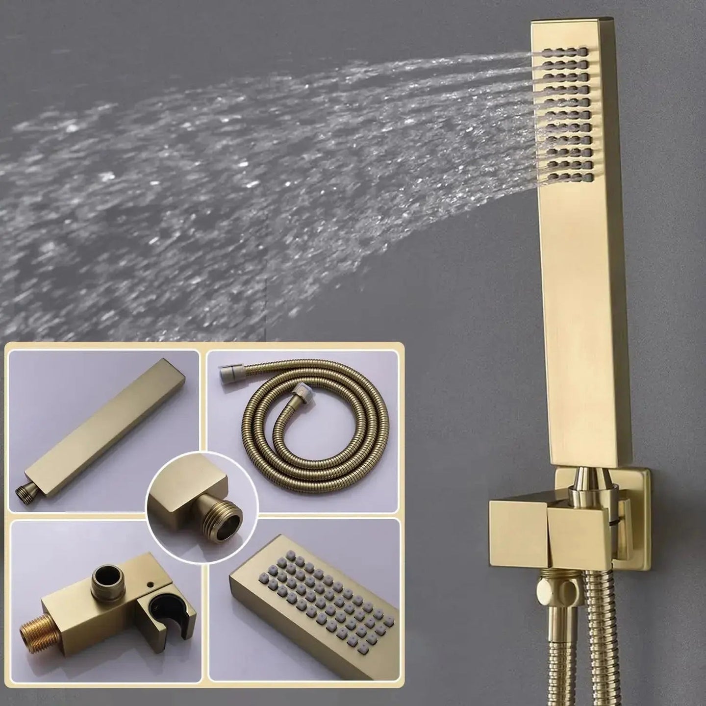 Brushed Nickel Wall Mounted Shower Faucet Set with Rain Shower Head - Rain Shower HeadBathroomLux