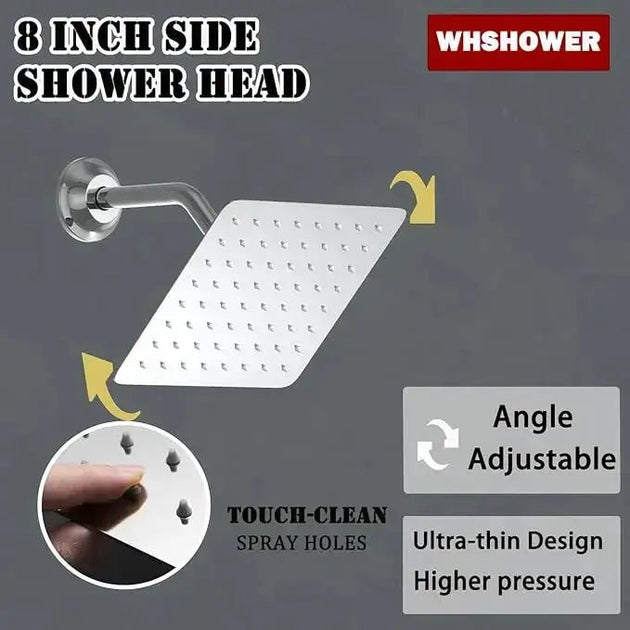 Brushed Nickel Wall Mounted Shower Faucet Set with Rain Shower Head - Rain Shower HeadBathroomLux