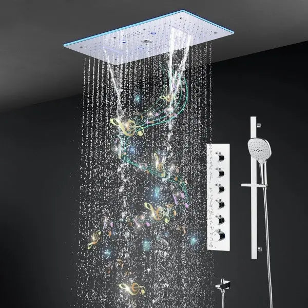 Ceiling LED Rainfall Waterfall Shower Head 600x300mm - Large Ceiling LED RainfallBathroomLux