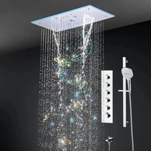 Ceiling LED Rainfall Waterfall Shower Head 600x300mm - Large Ceiling LED RainfallBathroomLux