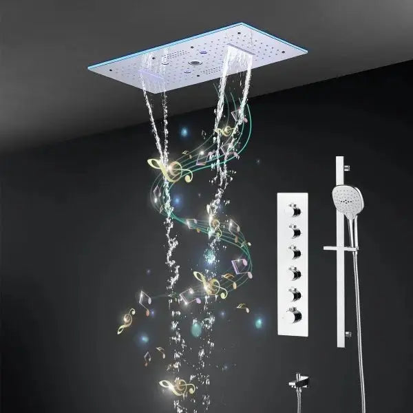 Ceiling LED Rainfall Waterfall Shower Head 600x300mm - Large Ceiling LED RainfallBathroomLux