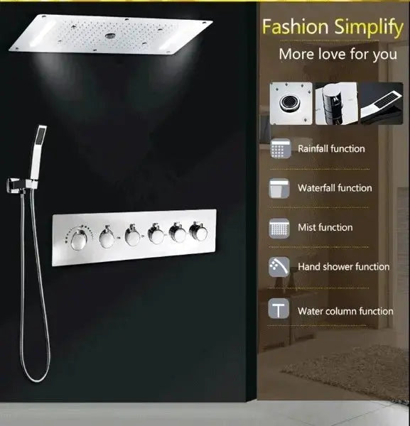 Ceiling Shower System Set Thermostatic Mixer - Bathroom Shower Mixer SetBathroomLux