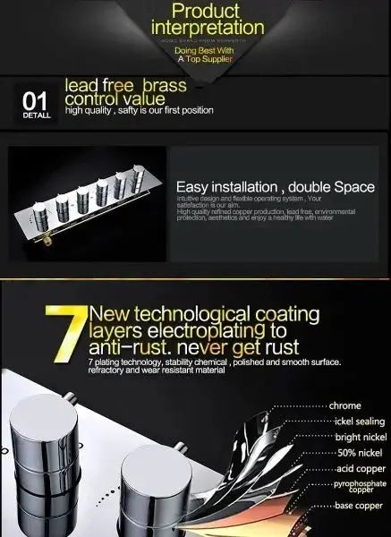 Ceiling Shower System Set Thermostatic Mixer - Bathroom Shower Mixer SetBathroomLux