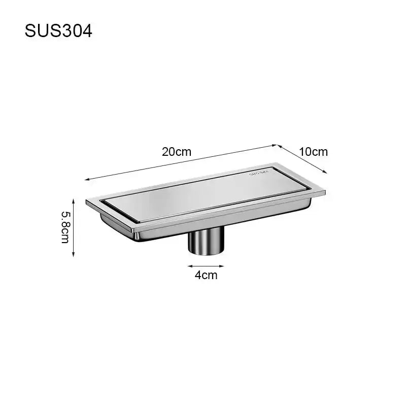 Chrome Rectangle Stainless Steel Linear Shower Drain – 20cm / 30cm / 40cm / 50cm / 60cm - Shower DrainsBathroomLux