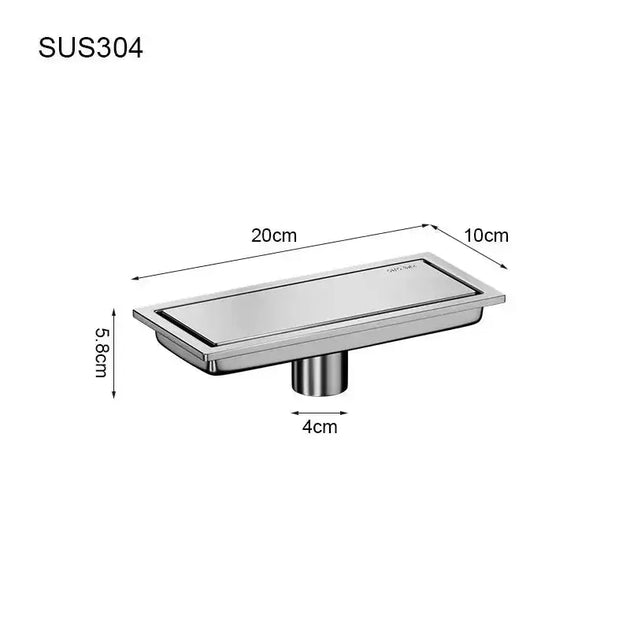 Chrome Rectangle Stainless Steel Linear Shower Drain – 20cm / 30cm / 40cm / 50cm / 60cm - Shower DrainsBathroomLux
