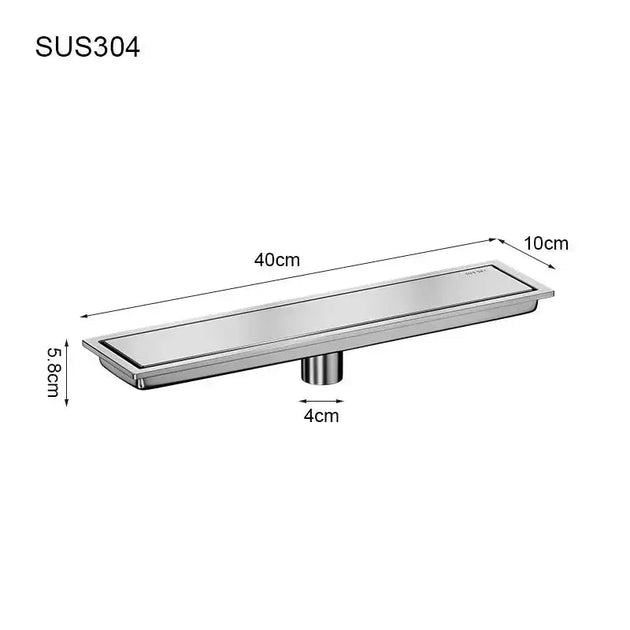 Chrome Rectangle Stainless Steel Linear Shower Drain – 20cm / 30cm / 40cm / 50cm / 60cm - Shower DrainsBathroomLux