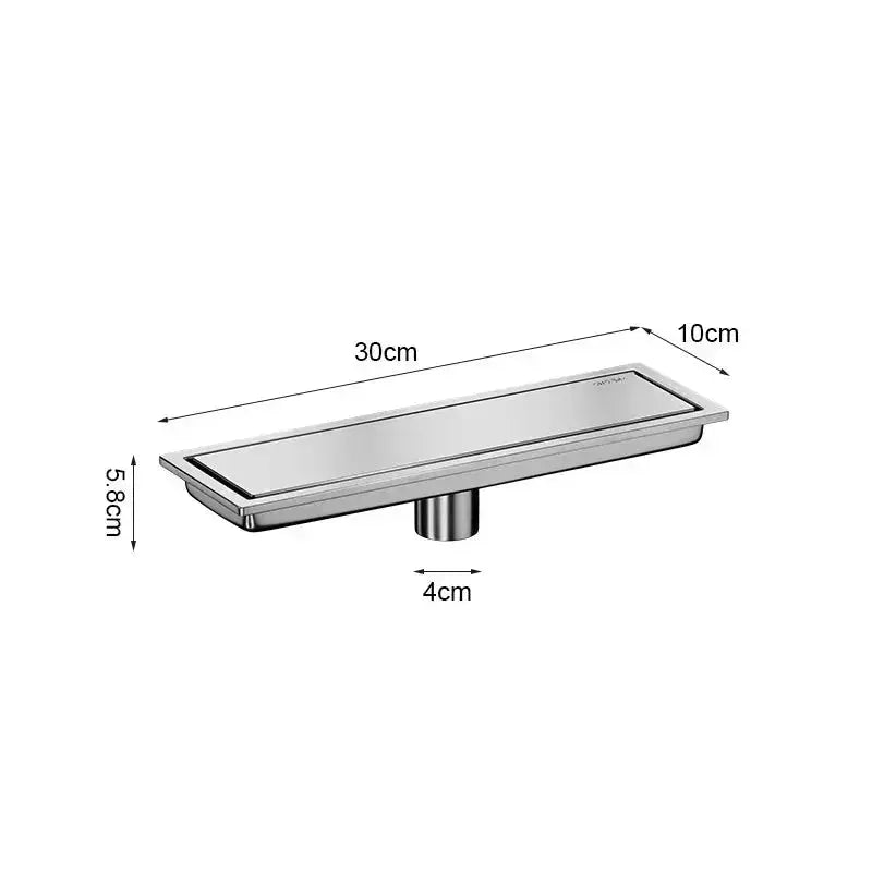 Chrome Rectangle Stainless Steel Linear Shower Drain – 20cm / 30cm / 40cm / 50cm / 60cm - Shower DrainsBathroomLux