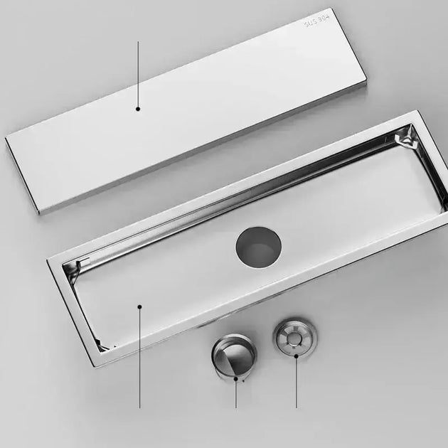 Chrome Rectangle Stainless Steel Linear Shower Drain – 20cm / 30cm / 40cm / 50cm / 60cm - Shower DrainsBathroomLux