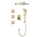 Concealed Brushed Gold Square Bathroom Shower System – 3 - Function Brass Faucet Set - Concealed Rain Shower SystemBathroomLux