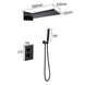 Concealed Matte Black Thermostatic Rainfall Shower Set – Wall Mount - Concealed Dual Handles Rainfall Shower Head Combo SetBathroomLux