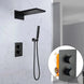 Concealed Matte Black Thermostatic Rainfall Shower Set – Wall Mount - Concealed Dual Handles Rainfall Shower Head Combo SetBathroomLux