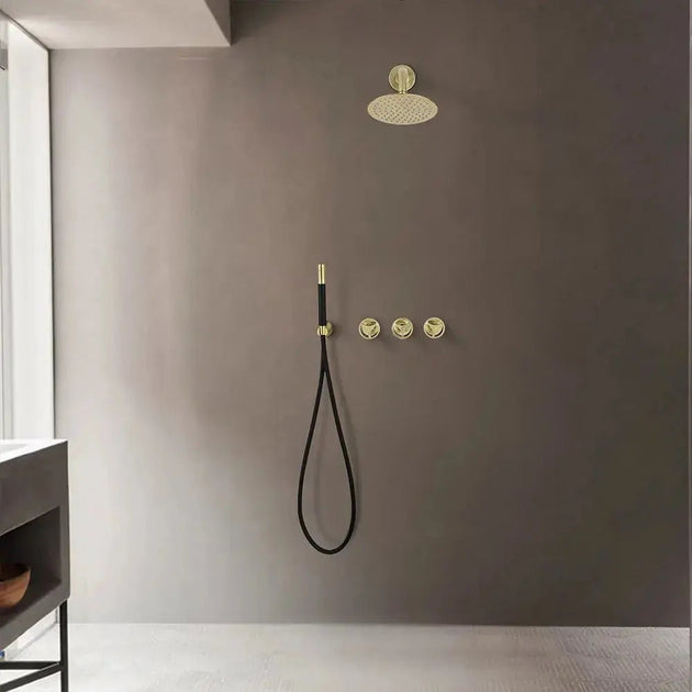 Concealed Rain Shower System With Shower Head And Hand Shower Chrome - Concealed Rain Shower SystemBathroomLux