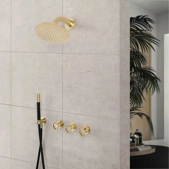 Concealed Rain Shower System With Shower Head And Hand Shower Chrome - Concealed Rain Shower SystemBathroomLux