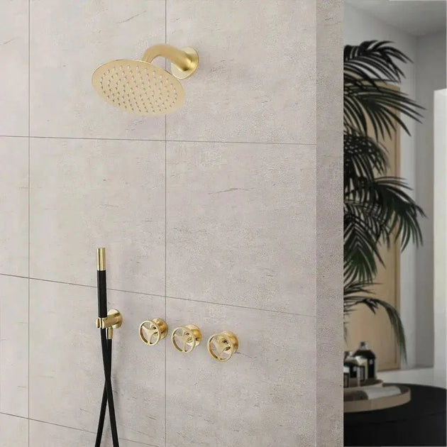 Concealed Rain Shower System With Shower Head And Hand Shower Chrome - Concealed Rain Shower SystemBathroomLux