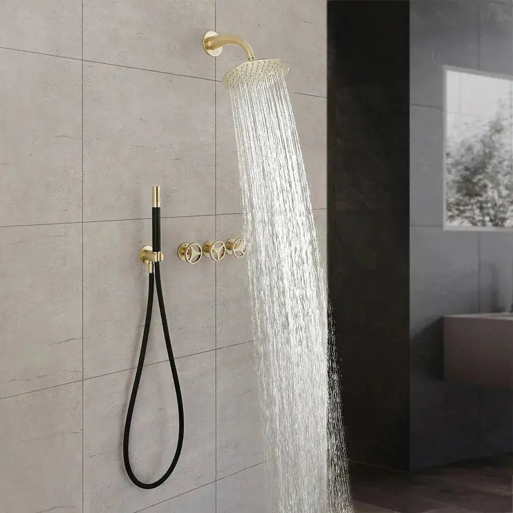 Concealed Rain Shower System With Shower Head And Hand Shower Chrome - Concealed Rain Shower SystemBathroomLux
