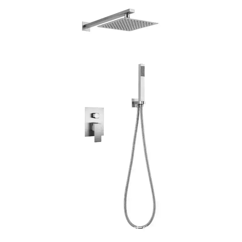 Concealed Stainless Steel Rain Shower System – Wall Mounted with Hot & Cold Mixer - Wall Mounted with Hot & Cold MixerBathroomLux