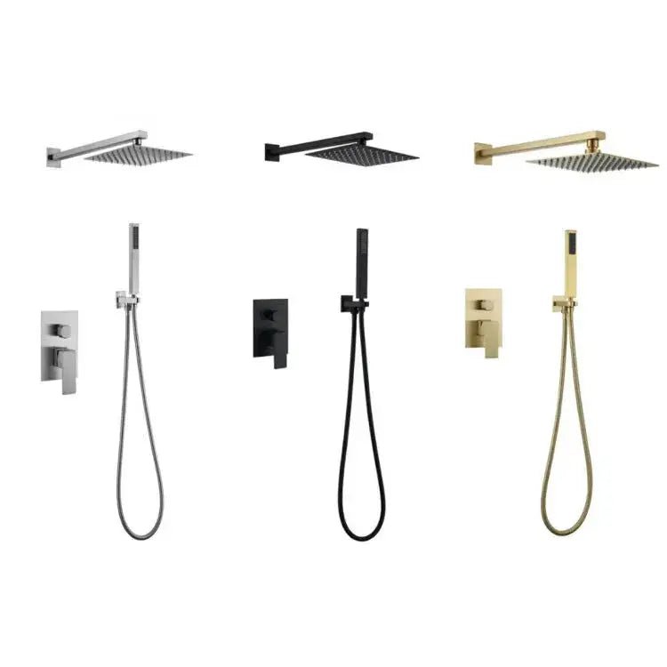 Concealed Stainless Steel Rain Shower System – Wall Mounted with Hot & Cold Mixer - Wall Mounted with Hot & Cold MixerBathroomLux