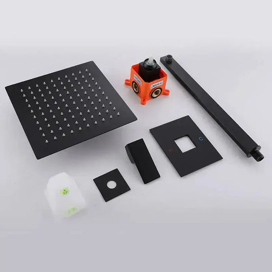 Concealed Stainless Steel Rain Shower System – Wall Mounted with Hot & Cold Mixer - Wall Mounted with Hot & Cold MixerBathroomLux