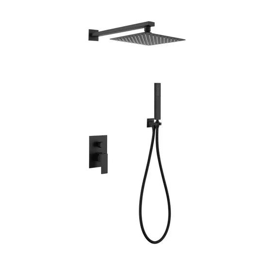 Concealed Stainless Steel Rain Shower System – Wall Mounted with Hot & Cold Mixer - Wall Mounted with Hot & Cold MixerBathroomLux