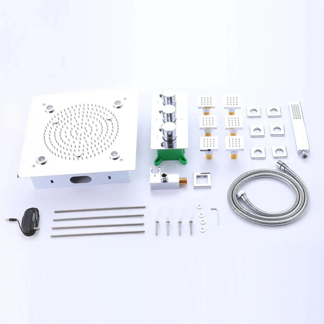 Concealed Thermostatic Shower System with 3 - Function Chrome Shower Head - concealed thermostatic showerBathroomLux