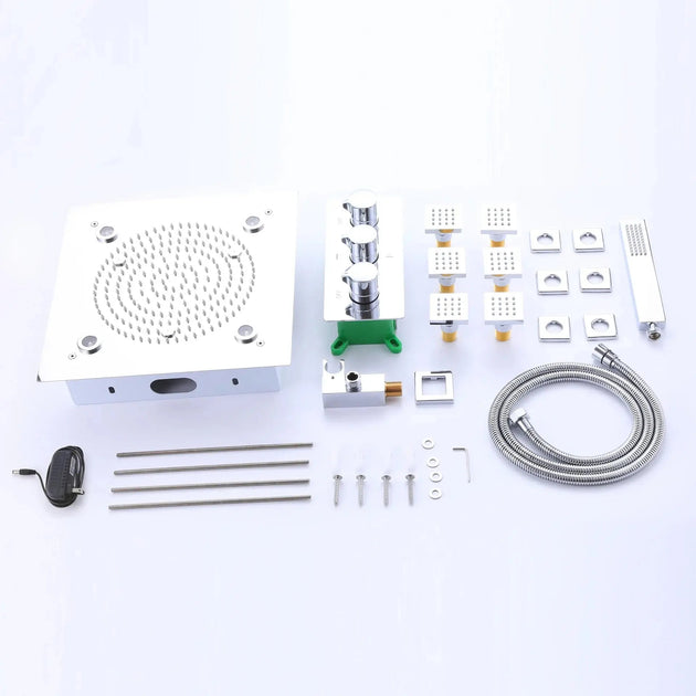 Concealed Thermostatic Shower System with 3 - Function Chrome Shower Head - concealed thermostatic showerBathroomLux