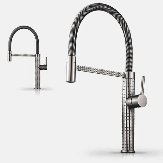 Contemporary Kitchen Faucet Single Hole Single Handle Drop Down - BathroomLux