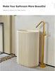 Cream Freestanding Pedestal Basin – Artificial Stone Hand Wash Sink with Faucet Included - Floor standing bathroom basinBathroomLux