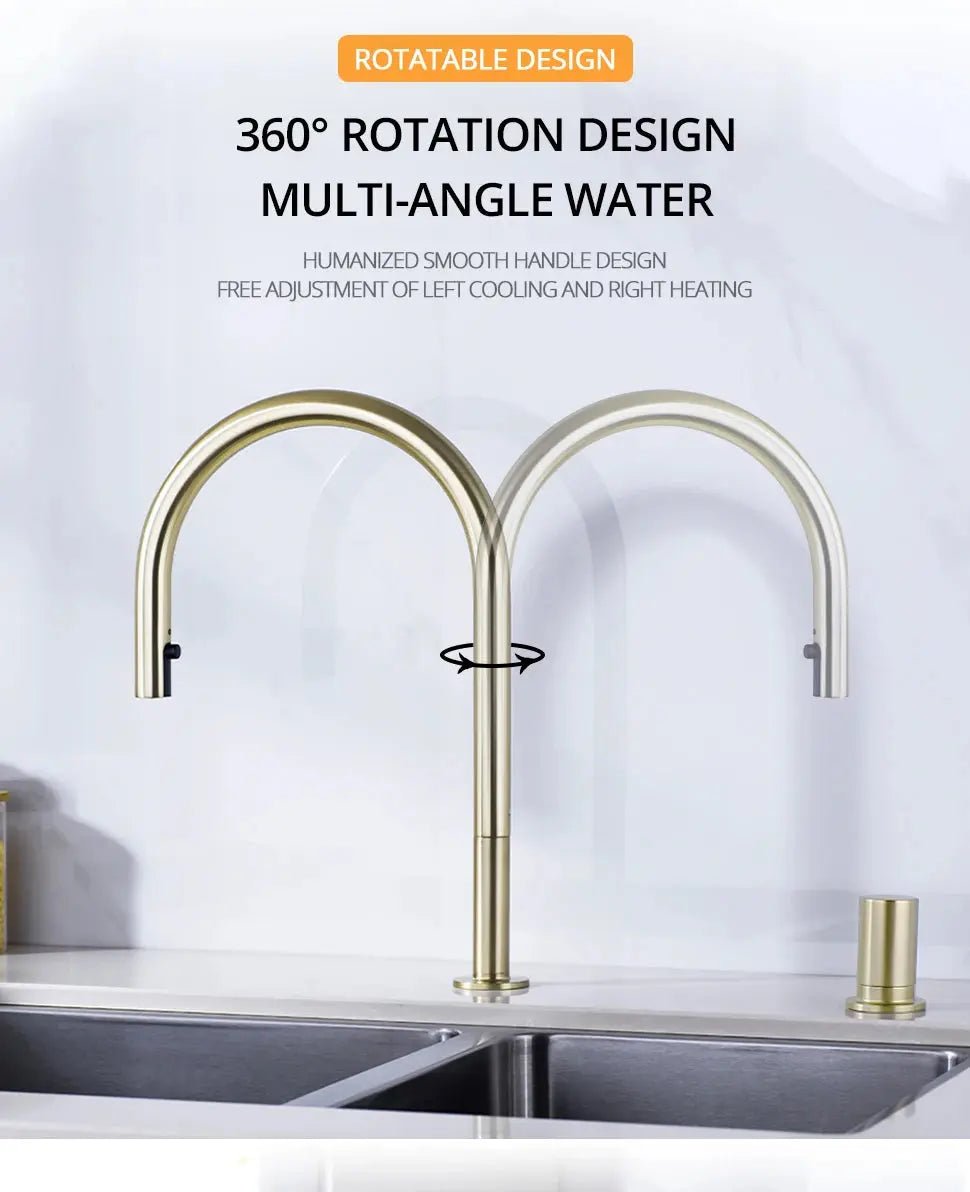 Deck - mounted Kitchen Faucet Hidden Pull - Out Spray Single Handle - deck mounted kitchen faucetBathroomLux