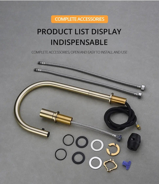 Deck - mounted Kitchen Faucet Hidden Pull - Out Spray Single Handle - deck mounted kitchen faucetBathroomLux