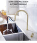 Deck - mounted Kitchen Faucet Hidden Pull - Out Spray Single Handle - deck mounted kitchen faucetBathroomLux