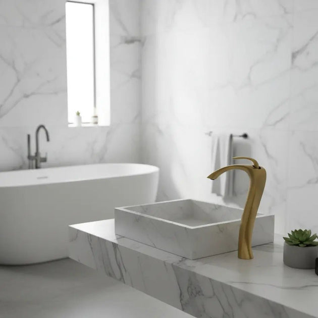 Deck Mounted Nordic Washbasin Tap – Premium Contemporary Bathroom faucet - counter top basin tapsBathroomLux