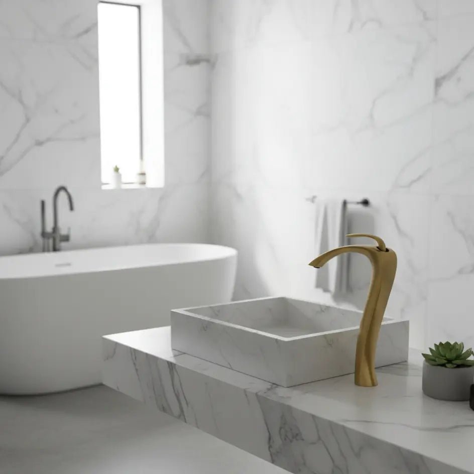 Deck Mounted Nordic Washbasin Tap – Premium Contemporary Bathroom faucet - counter top basin tapsBathroomLux